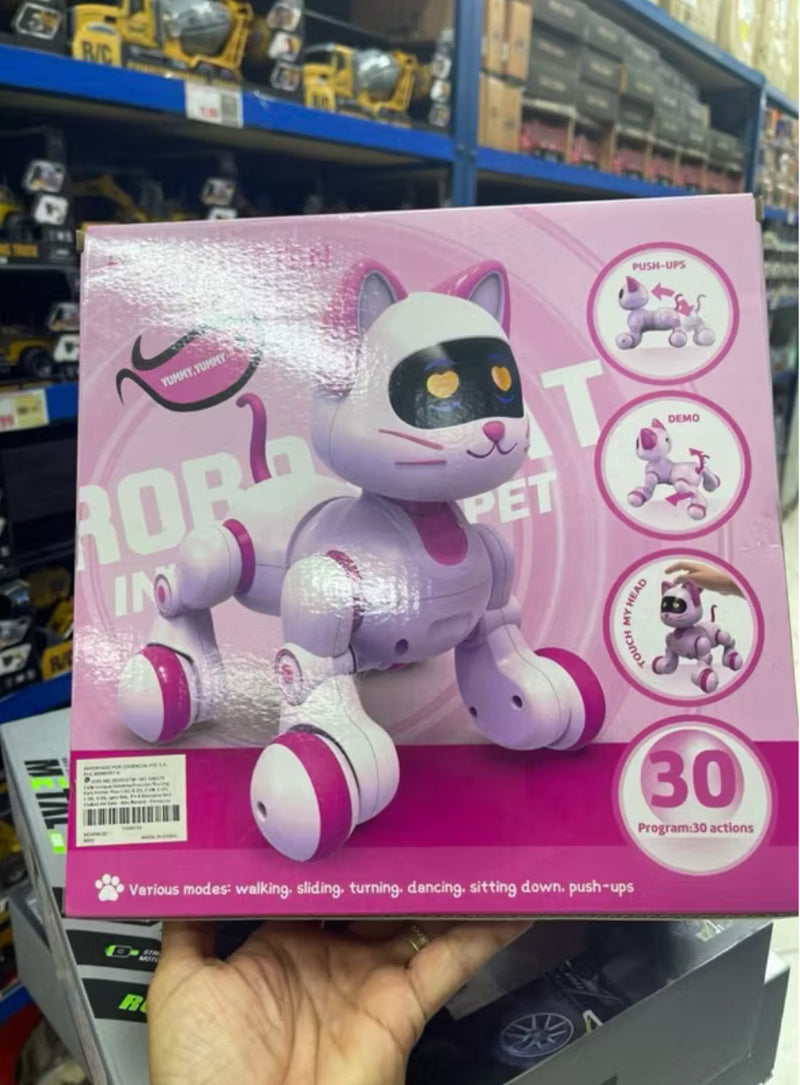 Gatinho robô com controle remoto..cheio de graça late -anda-senta e musical 🎵