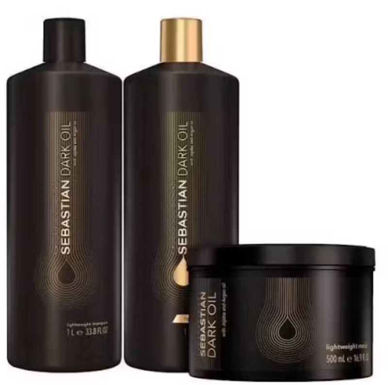 SEBASTIAN DARK OIL LIGHTWEIGHT KIT 1LITRO SHAMPOO+ACONDICIONADOR 1LITRO+ MASCARA DE 500 ML
